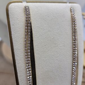 Brand New! Sleek Goldtone & Rhinestone Long Dangle Earrings